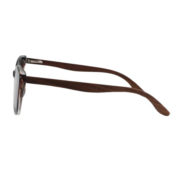 amsterdam sunglasses brown frames and brown lenses side view of sunglasses on white background