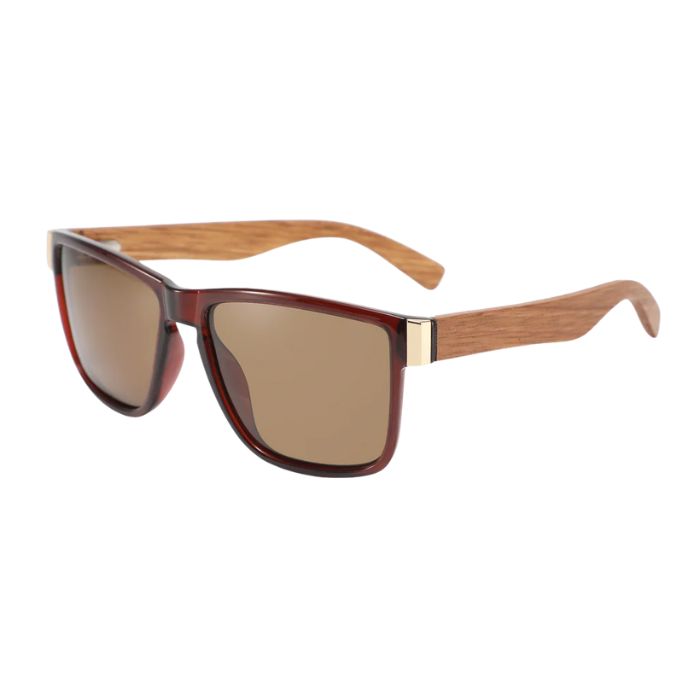 Australia sunglasses brown frames and brown lenses over view of sunglasses on white background