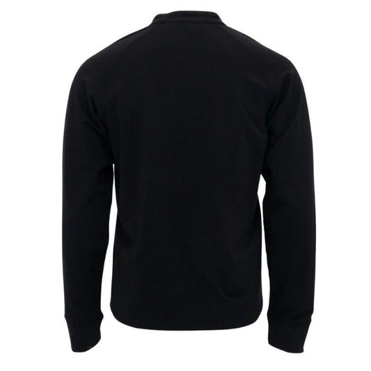 black brody long sleeve henley shirt back view on white background