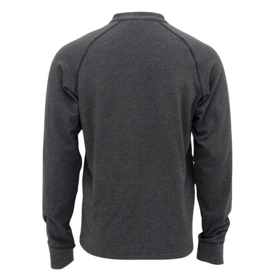graphite grey brody long sleeve henley shirt back view on white background