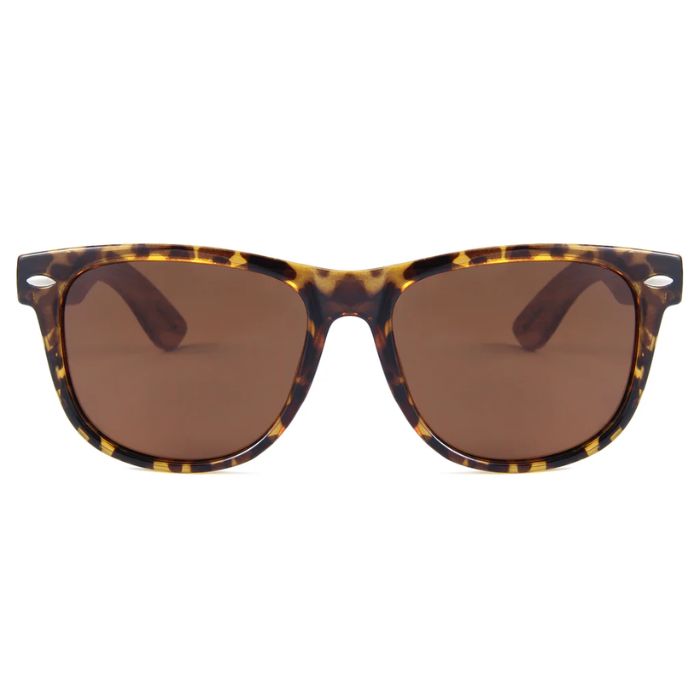 costa rica sunglasses with tortoiseshell frame and brown lenses on a white background