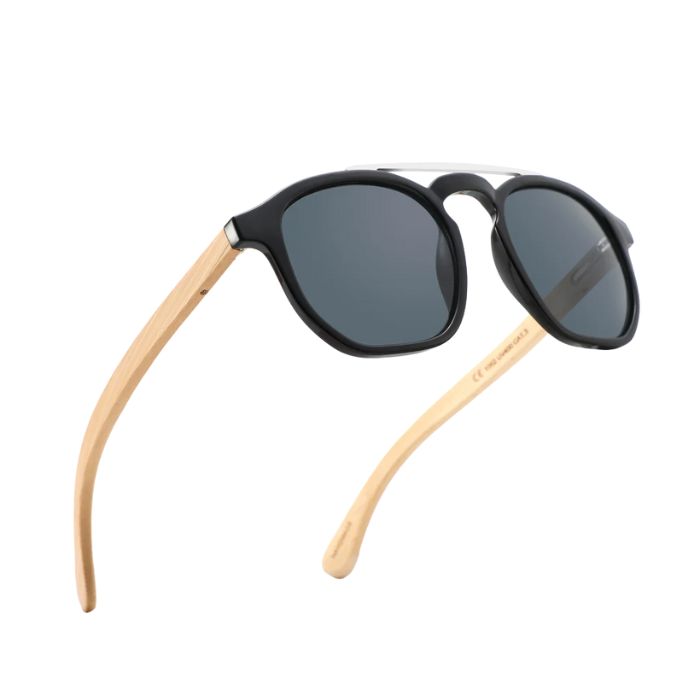 elm sunglasses black frames and black lenses over view on white background