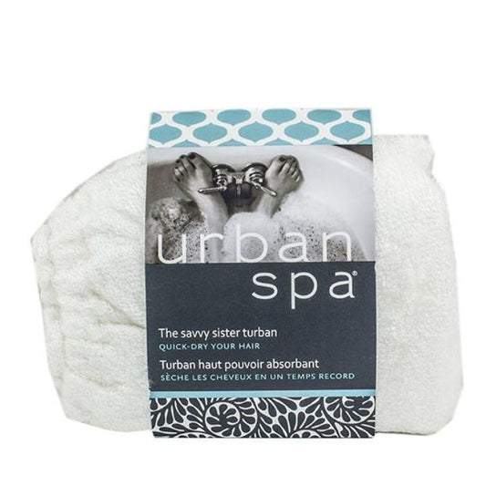 savvy sister turban towel in package front view on white background