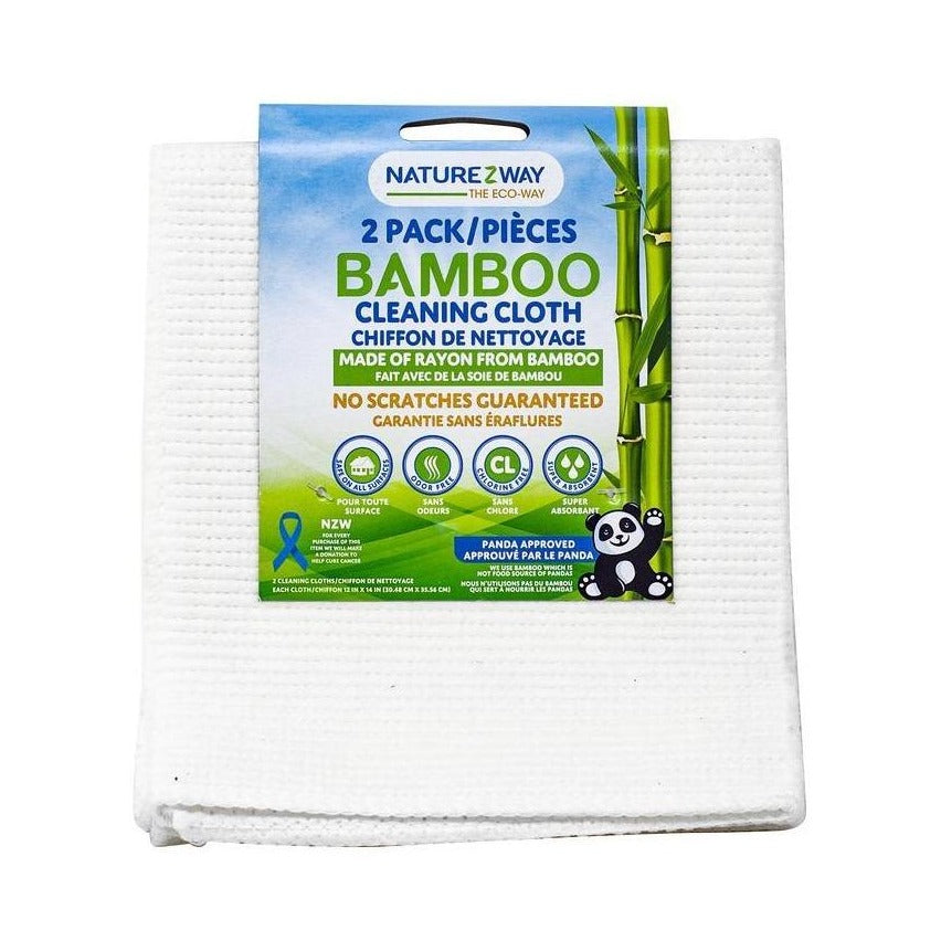 This bamboo cleaning cloth does it all! Cleans great, safe on all surfaces, won't scratch! Ideal for kitchen, stovetop, dishes, bathroom. Made from long lasting bamboo. The Bamboo cleaning cloth is absorbent, and is better for the environment! Made with renewable, sustainable, Bamboo. 2 Cloths per Pack NAYUREZWAY $5.00