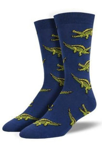Blue with Gators. Soft, Breathable, Moisture Wicking, Antibacterial, Hypoallergenic, Amazing Socks! One Size Fits Most (Men's 7-13) Fabrication: 66% Rayon from Bamboo, 32% Nylon, 2% Spandex SockSmith $22.00
