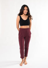The Giselle pants are comfortable with a crop ankle. These mid-rise pull-on ankle pants have an elastic waistband and are made from a blend of cotton and bamboo, you are going to love! Fabrication: 67% Viscose from Bamboo 29% Cotton 4% Spandex $90.00 Wine Red