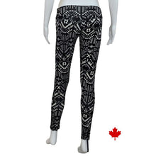 bottom of white mannequin wearing geometric print eve yoga full length leggings back view on white background