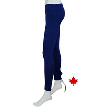 bottom of white mannequin wearing indigo blue eve full length leggings side view on white background