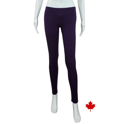 bottom of white mannequin wearing plum purple eve yoga full length leggings front view on white background