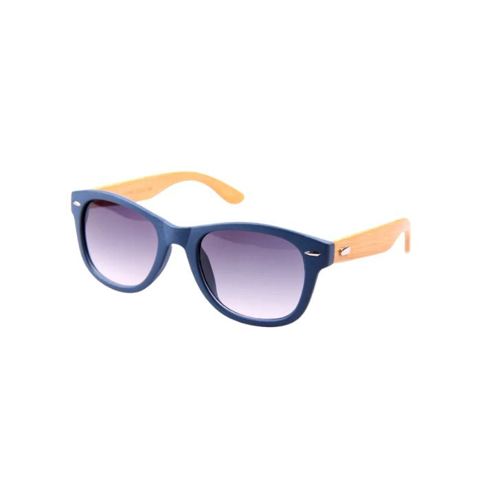 arbutus sunglasses blue frames and black lenses front view of sunglasses on white background
