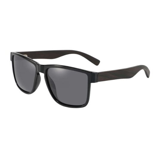 Australia sunglasses black frames and black lenses over view of sunglasses on white background