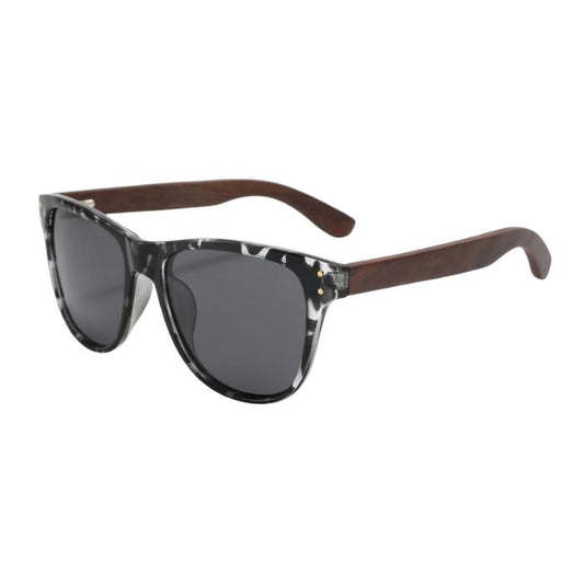 berlin sunglasses black marble frames and black lenses over view of sunglasses on white background