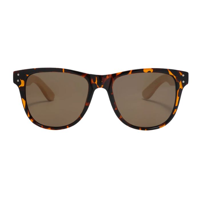 berlin sunglasses tortoise frames and brown lenses front view of sunglasses on white background