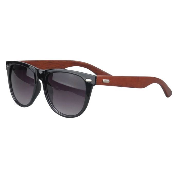 big banyan sunglasses black frames and black lenses side view of sunglasses on white background