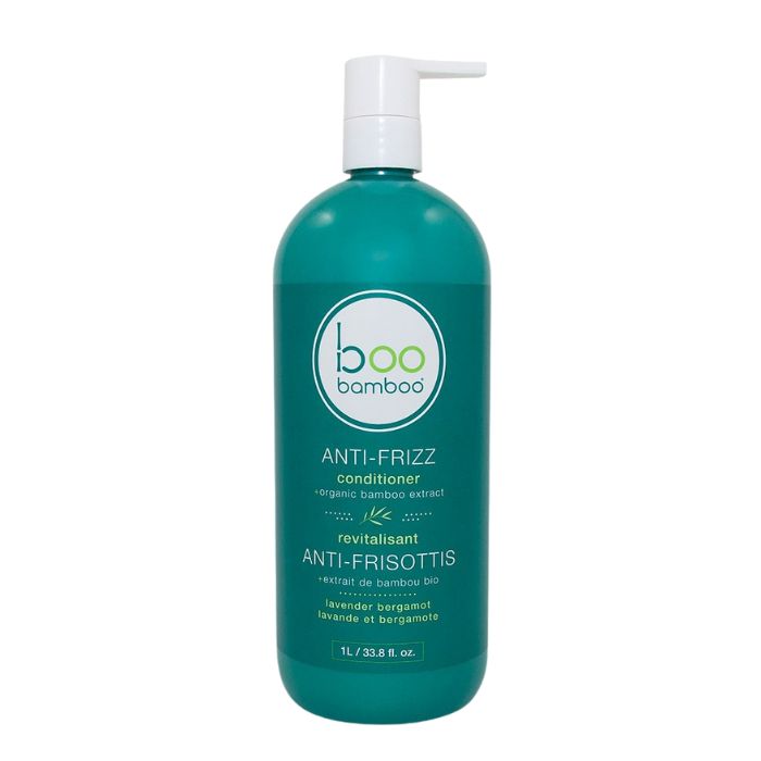 Anti-Frizz conditioner front view of 1L bottle with pump on white background