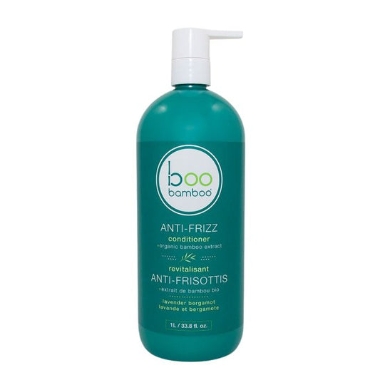 Anti-Frizz conditioner front view of 1L bottle with pump on white background