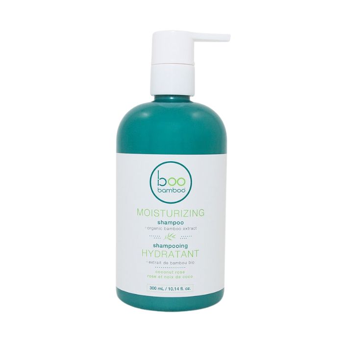 Moisturizing shampoo front view of 300ml bottle with pump on white background