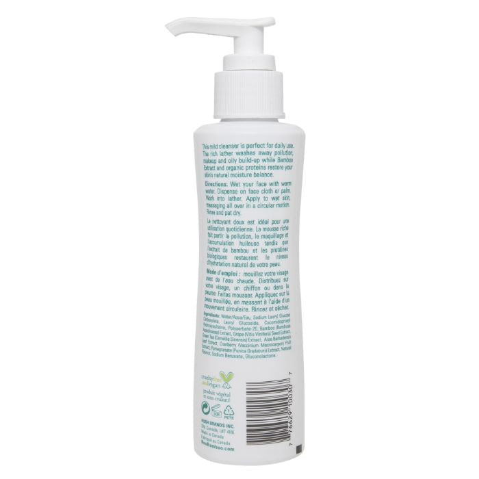 Skin balancing face wash cleanser  back view of 150ml bottle with pump on white background