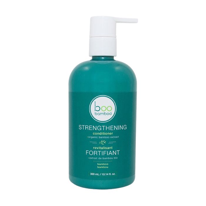 Strengthening conditioner front view of 300ml bottle with pump on white background