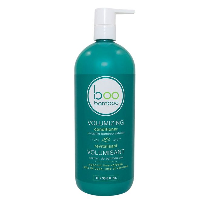 Volumizing conditioner front view of 1L bottle with pump on white backgound