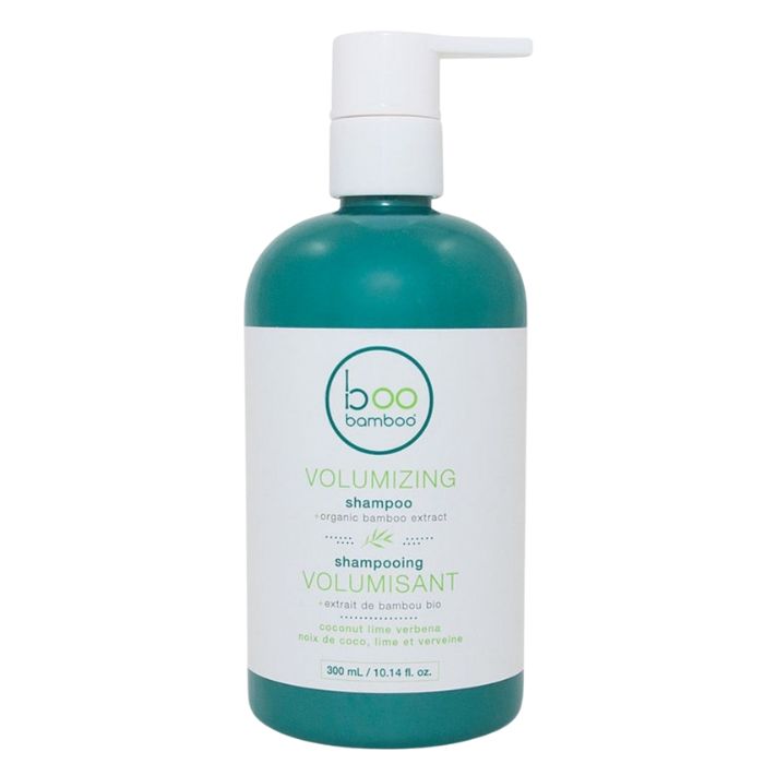 Volumizing shampoo front view of 300ml bottle with pump on white background