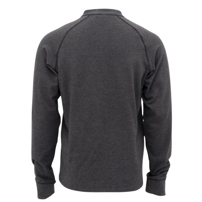 graphite grey brody long sleeve henley shirt back view on white background