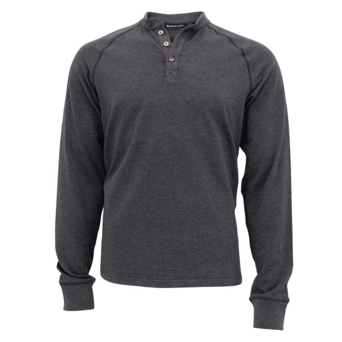 graphite grey brody long sleeve henley shirt front view on white background