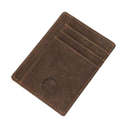 cork card holder brown on white backgound