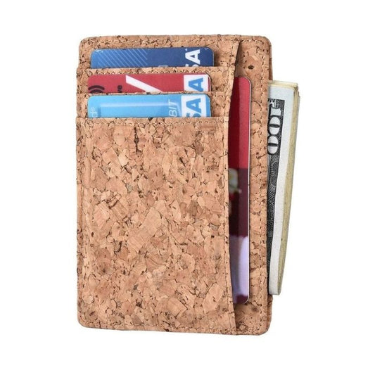 cork card holder natural on white backgound