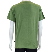 top of white mannequin wearing celery green charlie crew neck t-shirt back view on white background