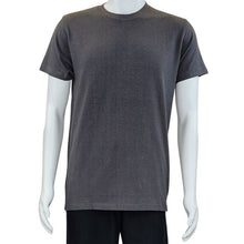 top of white mannequin wearing charcoal grey charlie crew neck t-shirt front view on white background