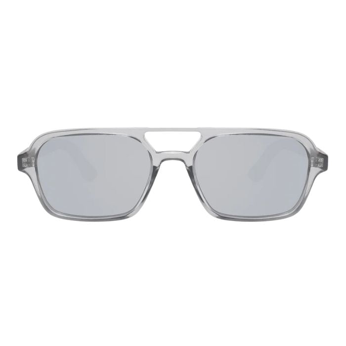 copenhagen sunglasses silver frames silver lenses front view of sunglasses on white background