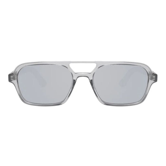 copenhagen sunglasses silver frames silver lenses front view of sunglasses on white background