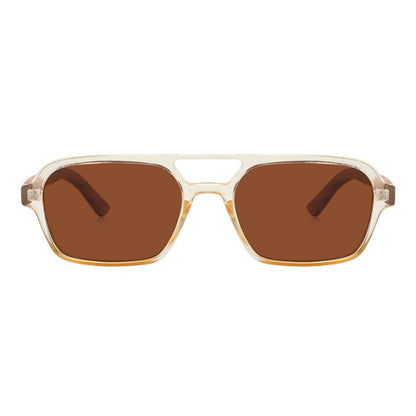 copenhagen sunglasses yellow frames brown lenses front view of sunglasses on white background