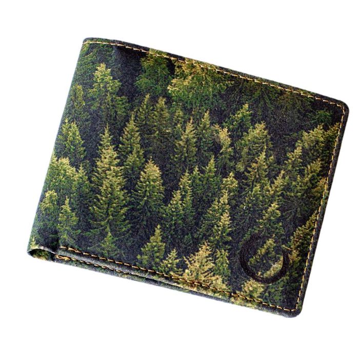 forest cork bifold wallet on white background