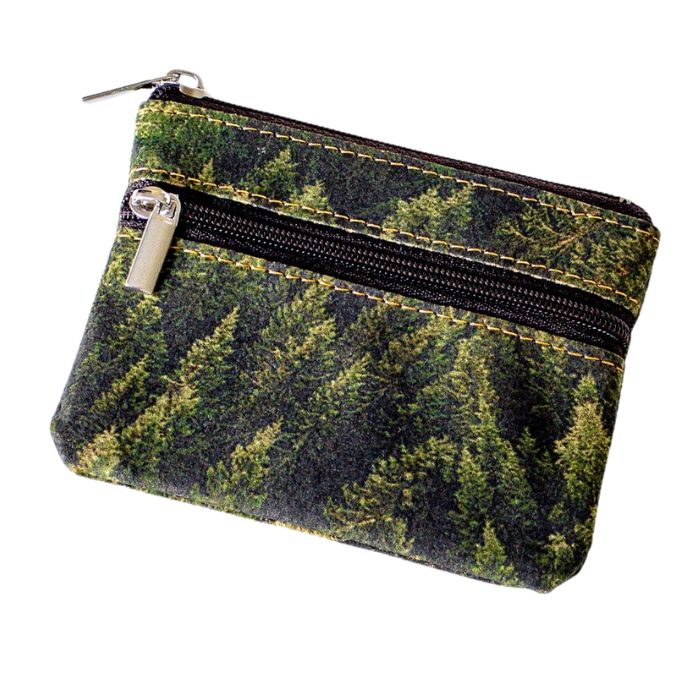 forest cork coin purse on white background