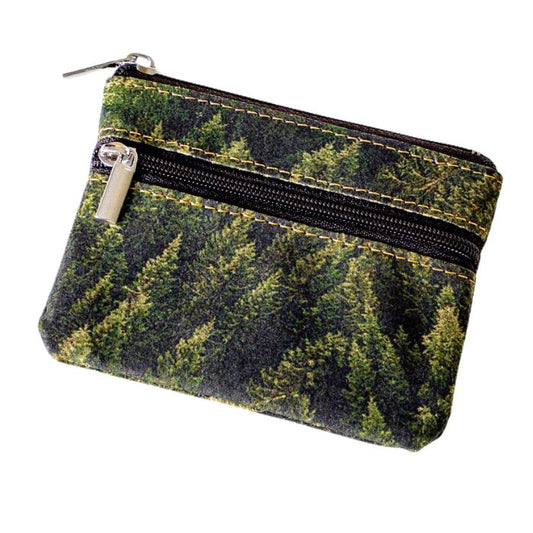 forest cork coin purse on white background