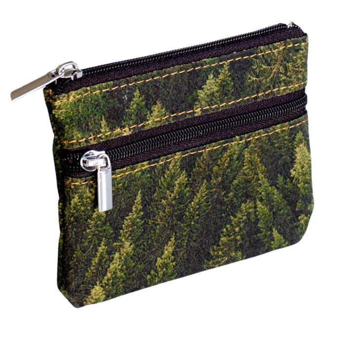 forest cork coin purse on white background