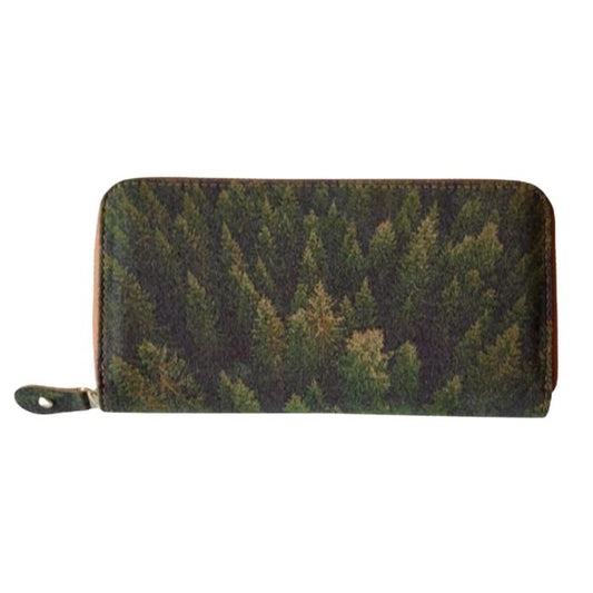 forest clutch cork wallet on white background