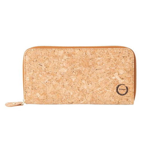 natural cork clutch wallet on white background