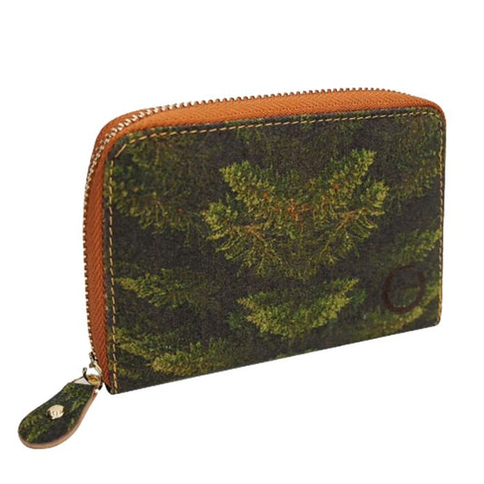 forest cork zip-up wallet on white background