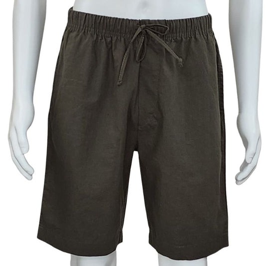 mannequin wearing army green craig shorts front view on white background