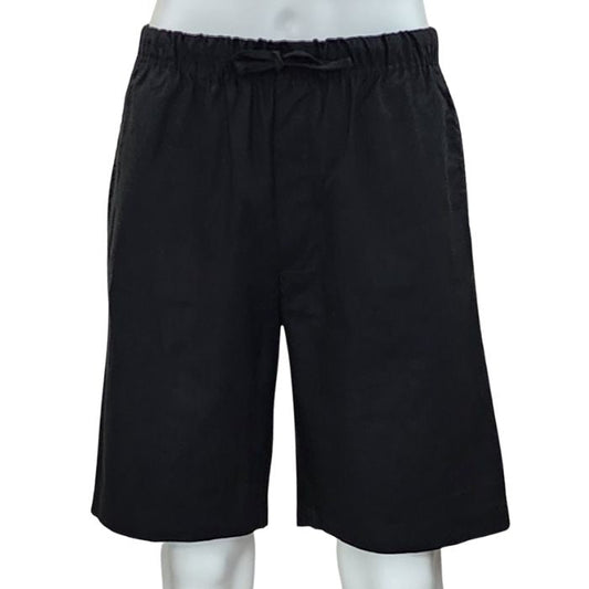 mannequin wearing black craig shorts front view on white background
