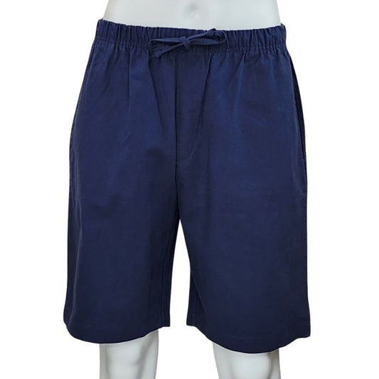 mannequin wearing blue craig shorts front view on white background