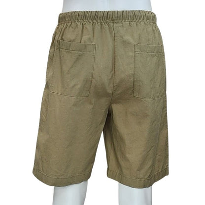 mannequin wearing taupe brown craig shorts back view on white background