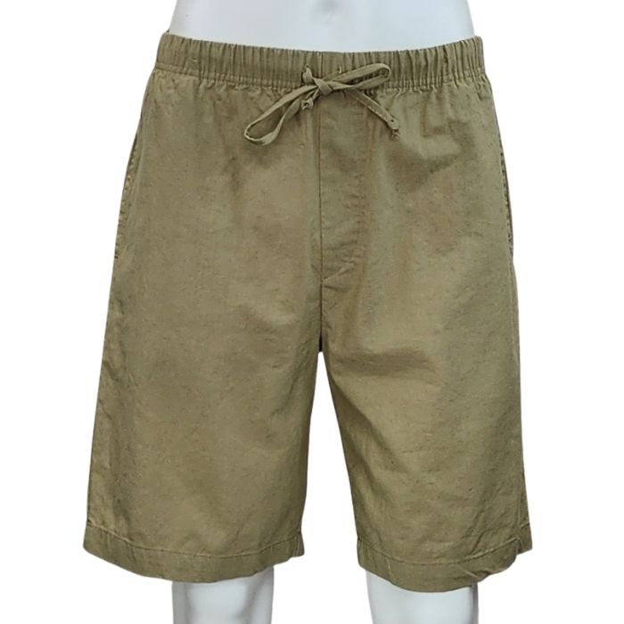mannequin wearing taupe brown craig shorts front view on white background