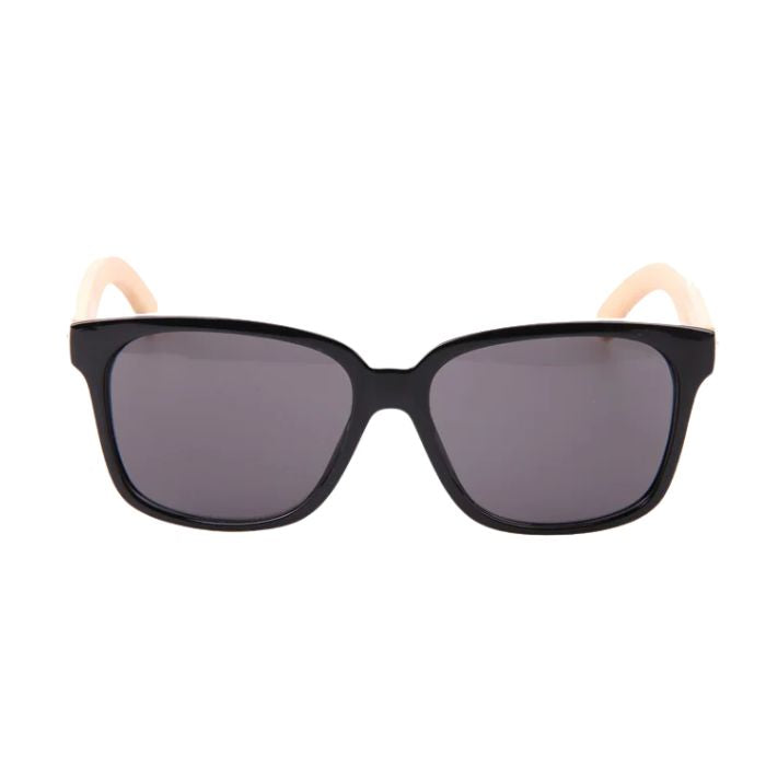 cypress sunglasses black frames and black lenses front view on white background