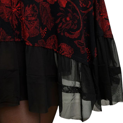 floral trace print danube dress close-up view of skirt hemline set on a white background