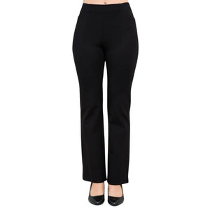 bottom of female model wearing black daya pants front view on white background