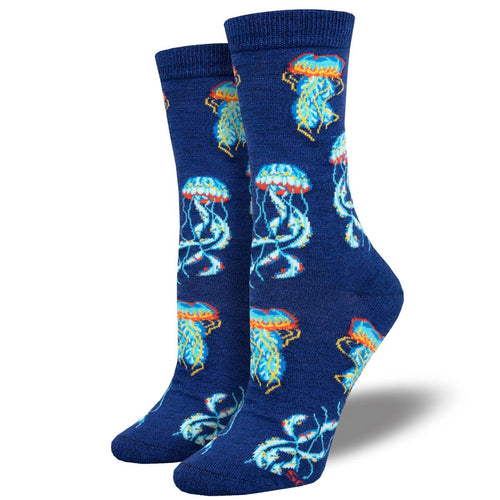 Deep Sea Jellies Socks- Navy Blue